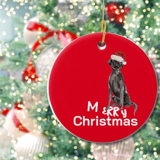 Christmas Black Labrador Hund Foto Frohe Gruß Keramik Ornament