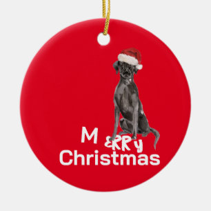 Christmas Black Labrador Hund froh Gruß Keramik Ornament