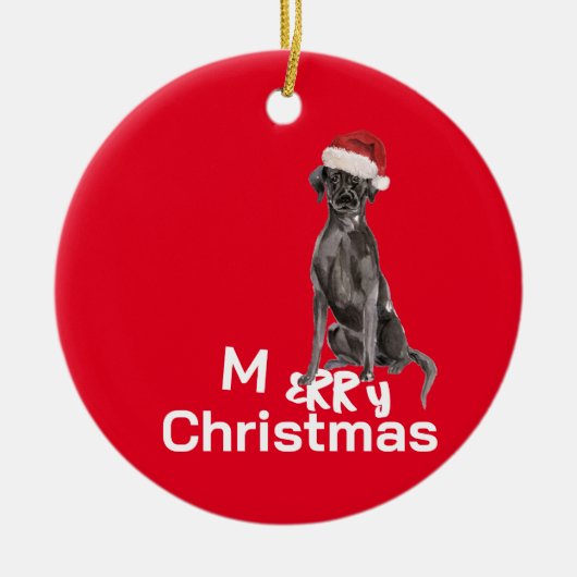 Christmas Black Labrador Hund froh Gruß Keramik Ornament (Vorne)