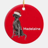 Christmas Black Labrador Hund froh Gruß Keramik Ornament (Hinten)