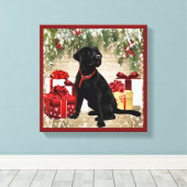 CHRISTMAS BLACK LABRADOR LEINWANDDRUCK (Insitu (Holzboden))