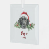 Christmas Black Labrador Ornament Aus Glas (Vorderseite links)