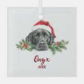 Christmas Black Labrador Ornament Aus Glas (Vorderseite)