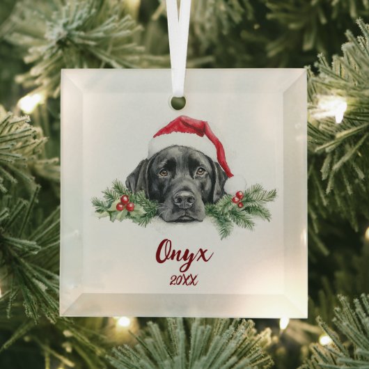Christmas Black Labrador Ornament Aus Glas (Insitu)