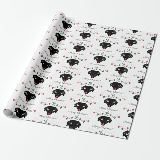 Christmas Black Labrador Retriever Geschenkpapier (Ungerollt)