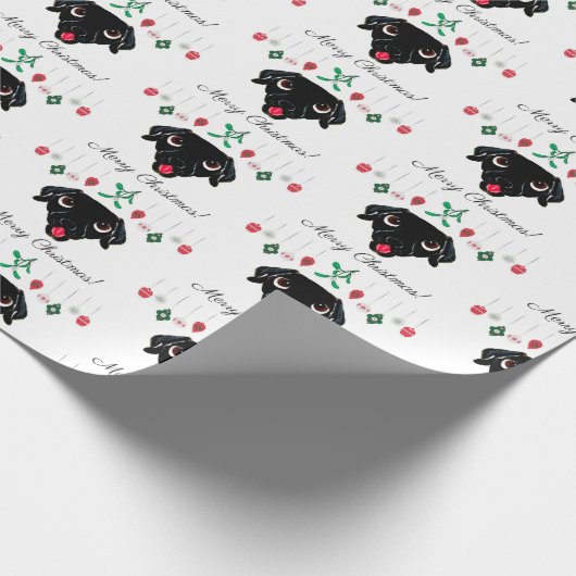 Christmas Black Labrador Retriever Geschenkpapier (Ecke)