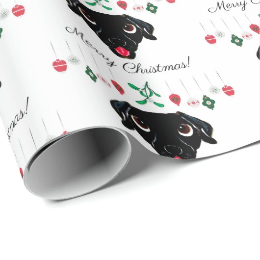Christmas Black Labrador Retriever Geschenkpapier (Rolleneckpunkt)
