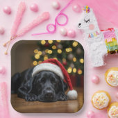 Christmas Black Labrador Retriever Pappteller (Party)