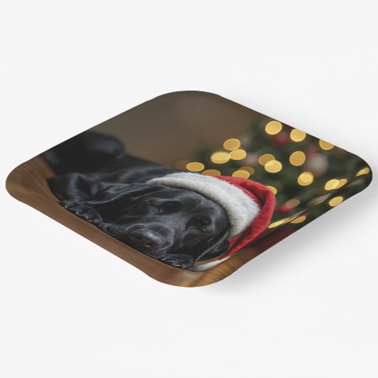 Christmas Black Labrador Retriever Pappteller (Gewinkelt)