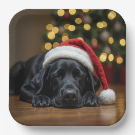 Christmas Black Labrador Retriever Pappteller