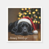 Christmas Black Labrador Retriever Serviette (Vorderseite)