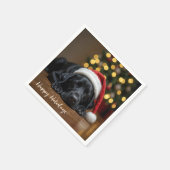 Christmas Black Labrador Retriever Serviette (Ecke)