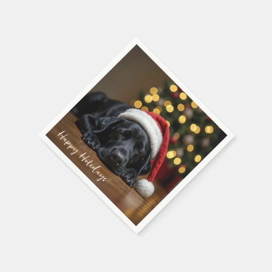 Christmas Black Labrador Retriever Serviette (Ecke)