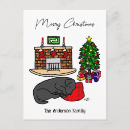 Christmas Black Labrador Sleeping Feiertagspostkarte