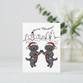 Christmas Black Labradors Cartoon Feiertagspostkarte (Stehend Vorderseite)