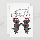 Christmas Black Labradors Cartoon Feiertagspostkarte (Vorne/Hinten)