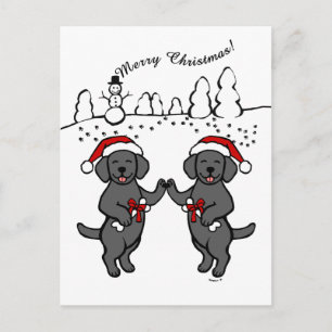Christmas Black Labradors Cartoon Feiertagspostkarte