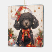 Christmas Black Poodle Dog Keramikornament (Links)