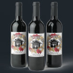 CHRISTMAS Black Realty Client Housewarming Weinetikett<br><div class="desc">Stilvolles CHRISTMAS Black Realty Client Housewarming Wein Label Set, entworfen, um mit einem Retro-to-Client Schließgeschenk während der Weihnachtszeit oder Sie können als festliche Hauswärmung Geschenk an einen Freund. TEXT IST KUNDENBAR, damit Sie den Text so gestalten können, dass er den Anzug Ihres Corporate Branding ermöglicht. Der Text lautet GRATULATIONS, SEGINNEN...</div>