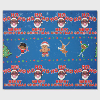 Christmas Black Santa Wrapping Paper Geschenkpapier
