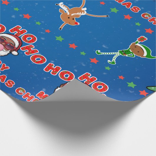 Christmas Black Santa Wrapping Paper Geschenkpapier (Ecke)