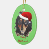 Christmas Black Tan Long Hairs Dackel Weihnachtsma Keramik Ornament (Links)