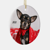 Christmas Black und Tan Chihuahua Welpe Hund Keramik Ornament (Rechts)