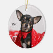 Christmas Black und Tan Chihuahua Welpe Hund Keramik Ornament (Links)