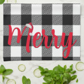 Christmas Black und White Buffalo Kariert Geschirrtuch (Gefaltet)