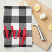 Christmas Black und White Buffalo Kariert Geschirrtuch (Viertel Falte)