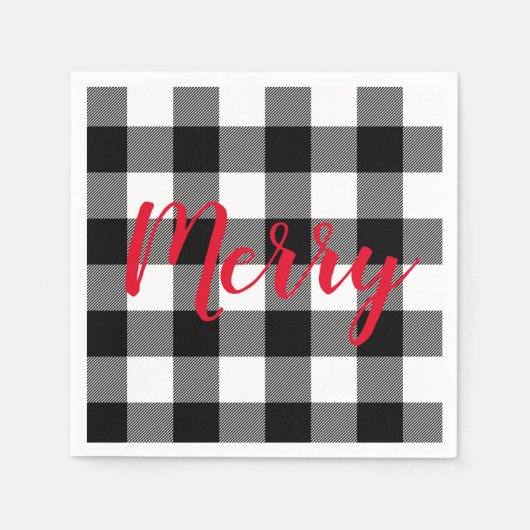 Christmas Black und White Buffalo Kariert Serviette (Vorderseite)