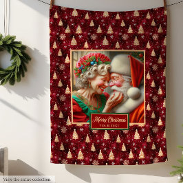 Christmas Blanket Throw Vintag Mr. & Mrs. Claus Gi Fleecedecke