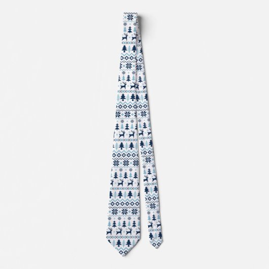 CHRISTMAS Blaues Hirschmuster Farbe auswählen Kraw Krawatte (Vorderseite)