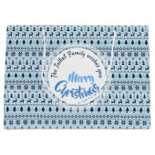 CHRISTMAS Blaues Hirschmuster personalisiert L Ges Große Geschenktüte (Vorderseite)