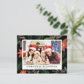 CHRISTMAS BLESSINGS | Blumenfeste Postkarte (Stehend Vorderseite)
