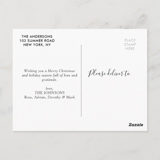 CHRISTMAS BLESSINGS | Blumenfeste Postkarte (Rückseite)