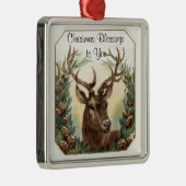 Christmas Blessings Deer Ornament Aus Metall (Rechts)