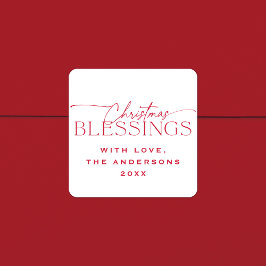 Christmas Blessings Elegant Holiday Gift Tag Favor Quadratischer Aufkleber