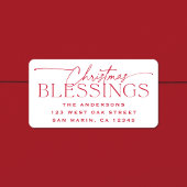 Christmas Blessings Elegant Holiday Return Address Adressaufkleber