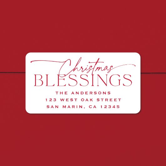Christmas Blessings Elegant Holiday Return Address Adressaufkleber