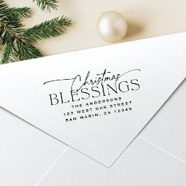 Christmas Blessings Elegant Holiday Return Address Permastempel
