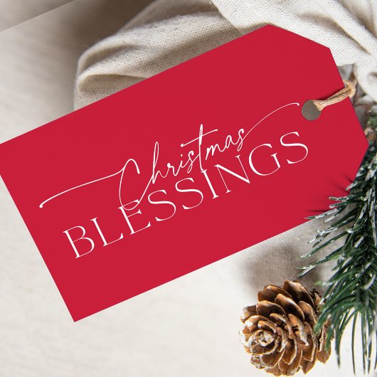 Christmas Blessings Elegant Typography Holiday Geschenkanhänger