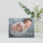 CHRISTMAS BLESSINGS Feierliche Geburtsankündigung Postkarte (Stehend Vorderseite)