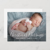CHRISTMAS BLESSINGS Feierliche Geburtsankündigung Postkarte (Vorne/Hinten)
