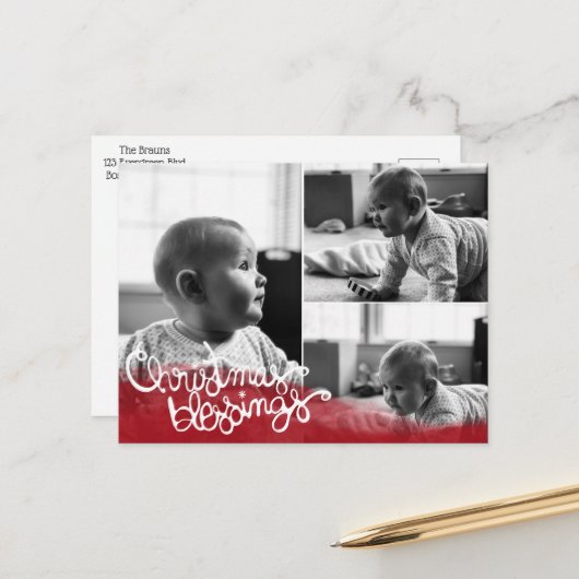 Christmas Blessings Feiertagspostkarte (Vorderseite/Rückseite Beispiel)