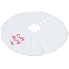 Christmas Blessings Holly Festive Holiday Faith Leinenimitat Weihnachtsbaumdecke