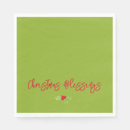 Christmas Blessings Holly Festive Holiday Faith Serviette