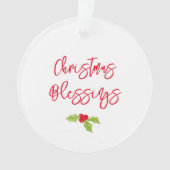 Christmas Blessings Holly Festive YEAR Holiday Joy Ornament (Vorderseite)