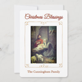 Christmas Blessings Nativity Scene Flat Card Feiertagskarte