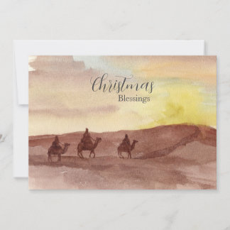 Christmas Blessings Three Wise Men Camels Desert Feiertagskarte